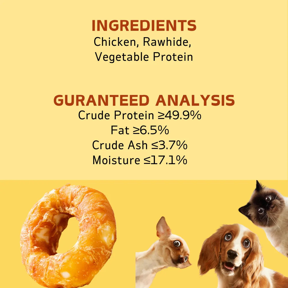 Chicken Wrapped Rawhide Donut Ring Dog Treats