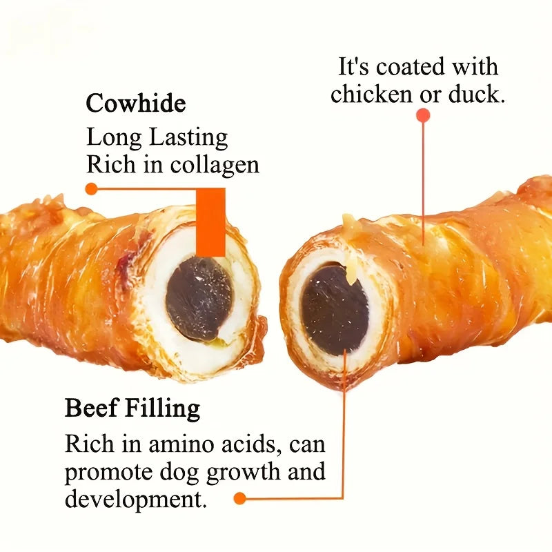 Chicken Wrapped Cowhide Chocolate Stick Dog Treats