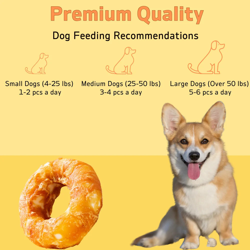 Chicken Wrapped Rawhide Donut Ring Dog Treats