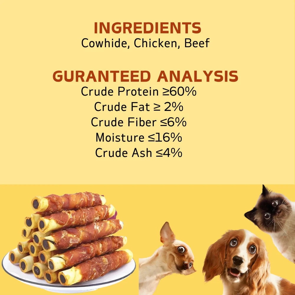 Chicken Wrapped Cowhide Chocolate Stick Dog Treats