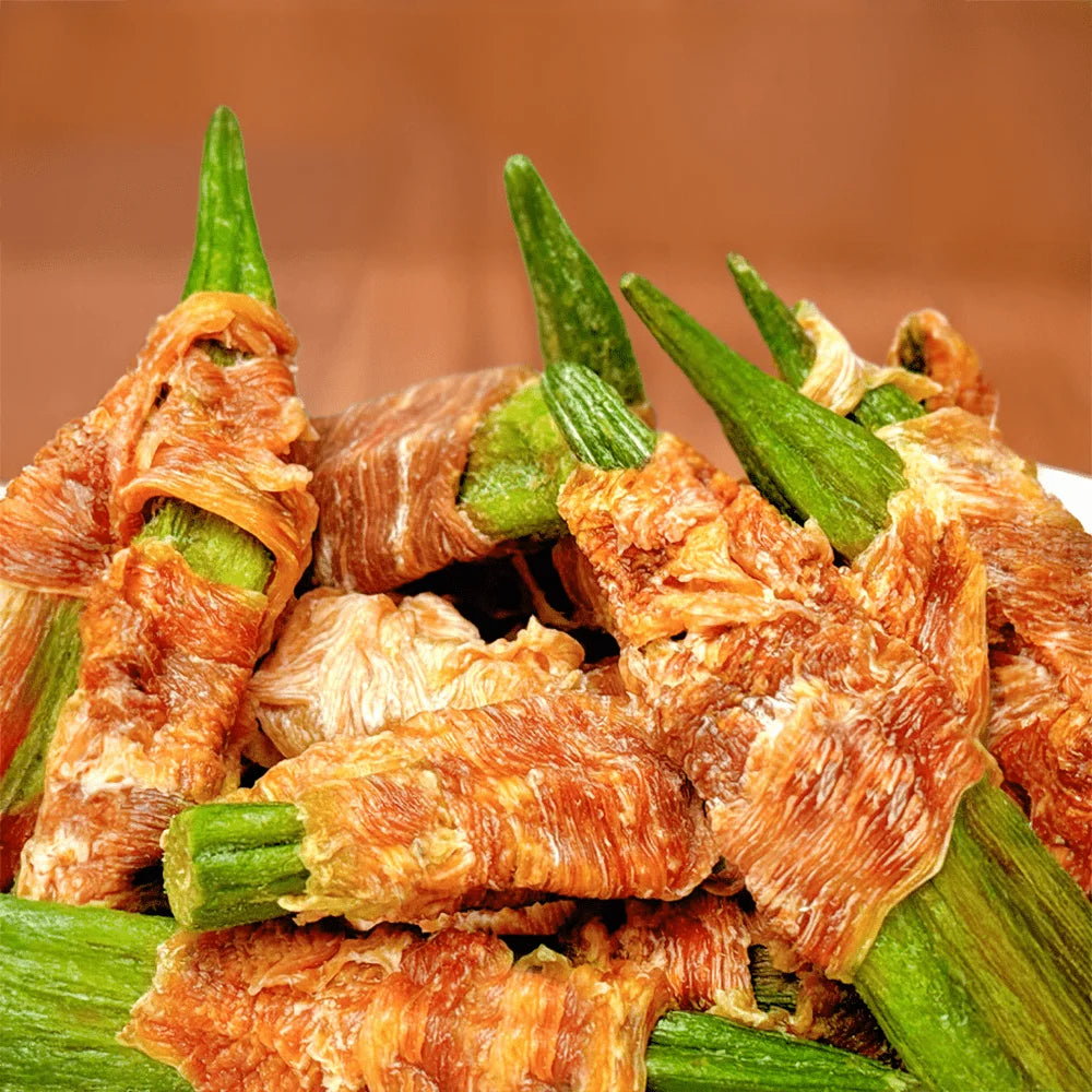 Duck Wrapped Okra Dog Treats