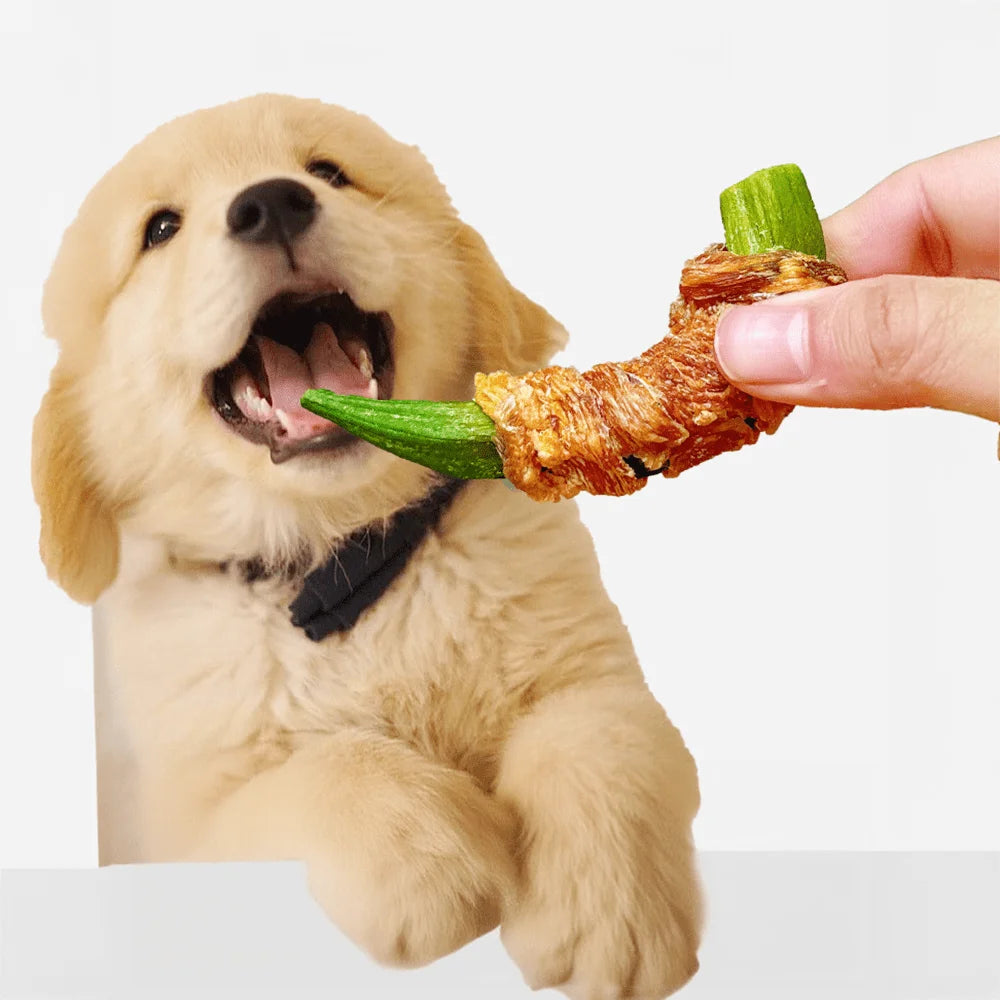 Duck Wrapped Okra Dog Treats