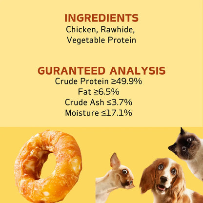 Chicken Wrapped Rawhide Donut Ring Dog Treats