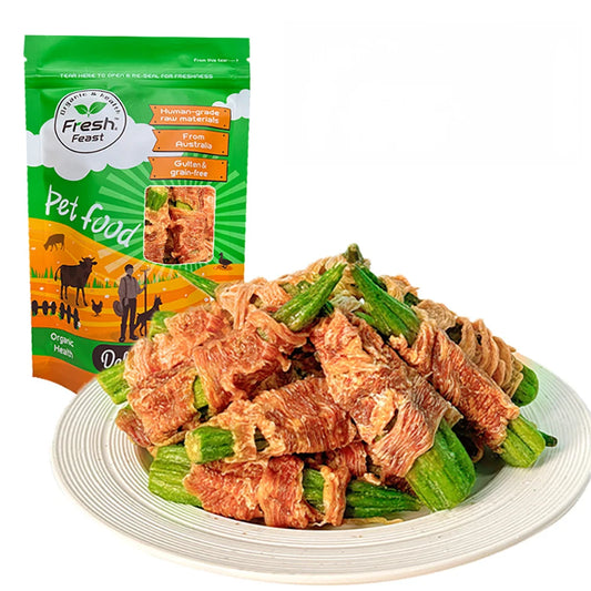 Duck Wrapped Okra Dog Treats